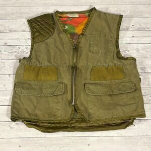 SafTbak Hunting Vest Canvas Shooting Quail Game Pockets Mens Olive Green